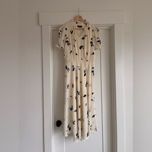 Ralph Lauren Cream and Blue Floral Midi Dress